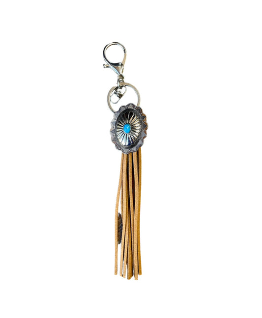 A8760 - Turquoise Concho & Leather Tassel Clip