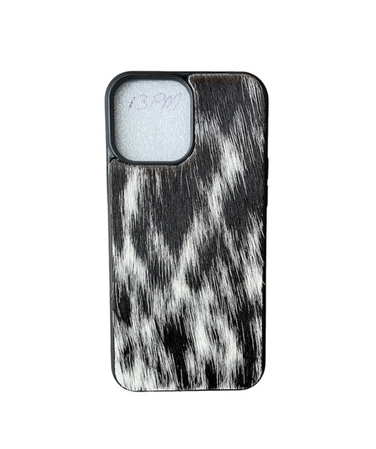 A8431 - IPhone 13 Pro Max Hair on Hide Leather Case