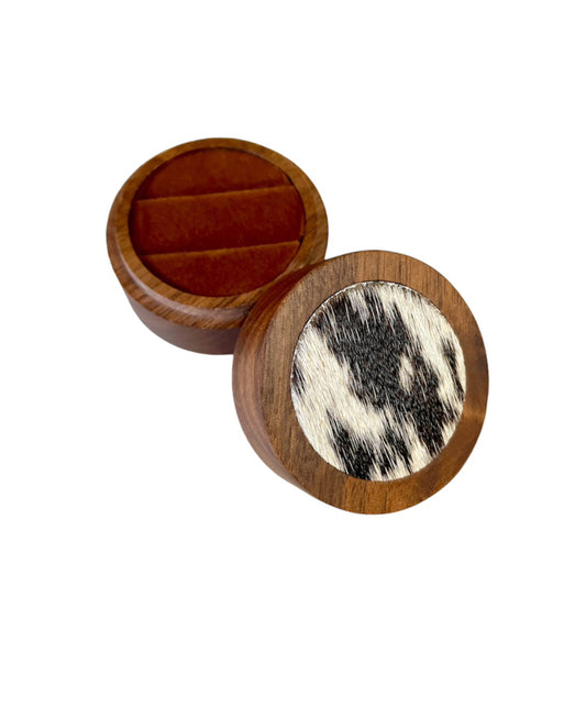 A8778  - 100% Hair On Hide Wooden Ring Boxes