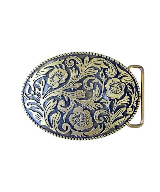 A8472 - Bronze Colour Floral Western Belt Buckle