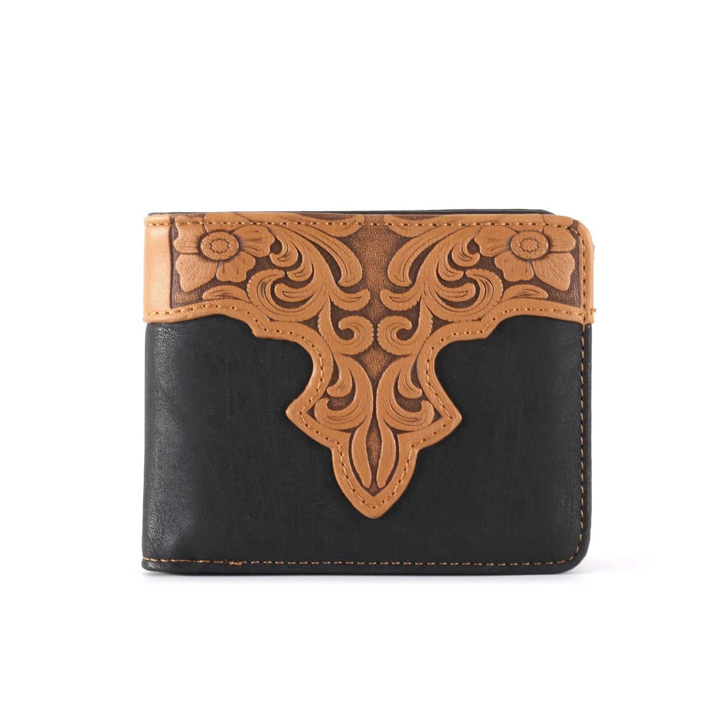 MW602 - Embossed Vintage Floral Men's Bifold PU Leather Wallet