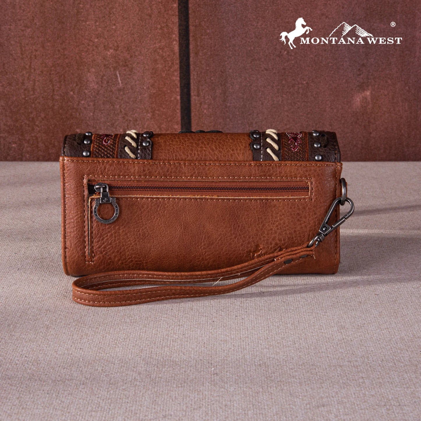 MW1256W002BR - Montana West Embroidered Collection Wallet BROWN