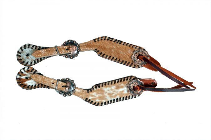 SS36 - Ladies Cowhide spur straps with black whip stitch edges