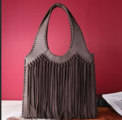 TR161G918 - Trinity Ranch Hand-Tie fringe Concealed Carry Hobo Shoulder Bag