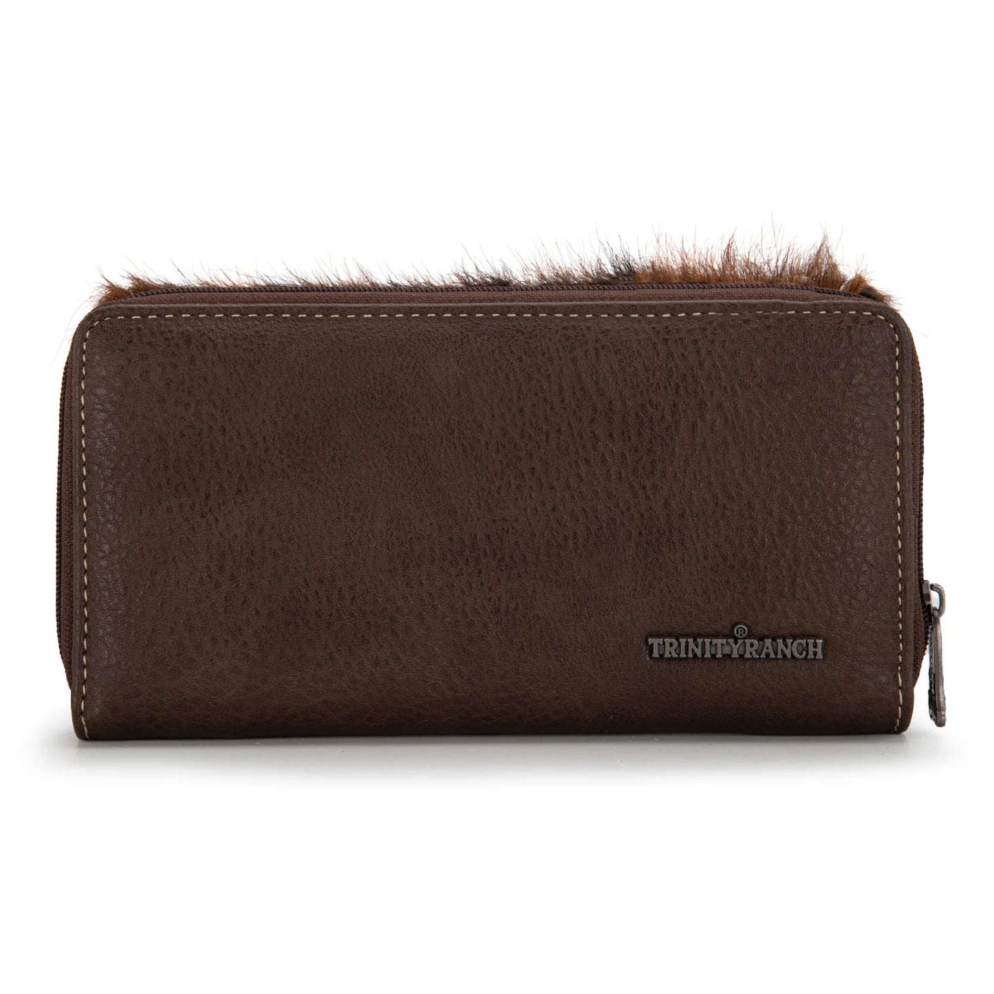 TR149W010CF - Trinity Ranch Hair-On Cowhide Saddle Shape Collection Wallet -Coffee