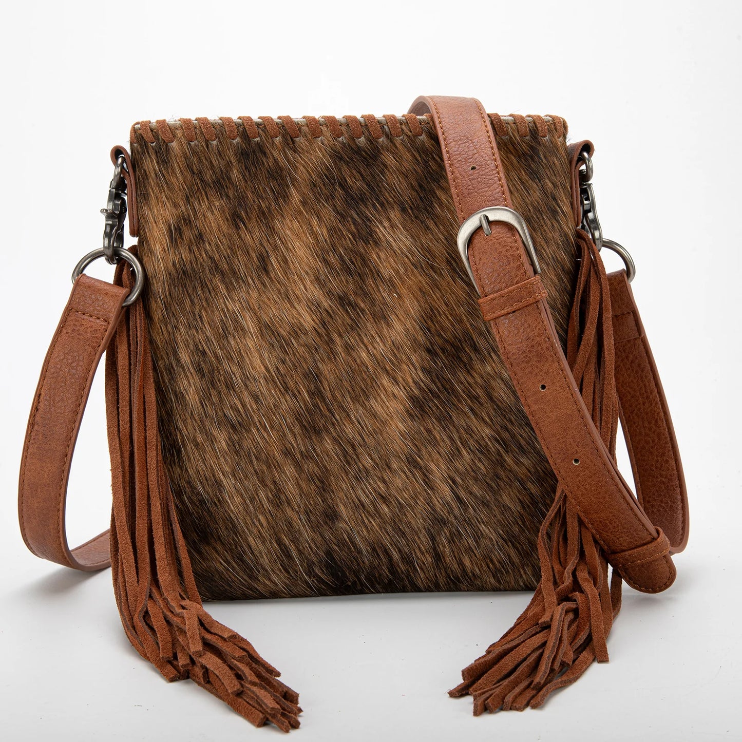 R162G2001BR - Trinity Ranch Hair-On Cowhide Fringe Concealed Carry Crossbody Bag