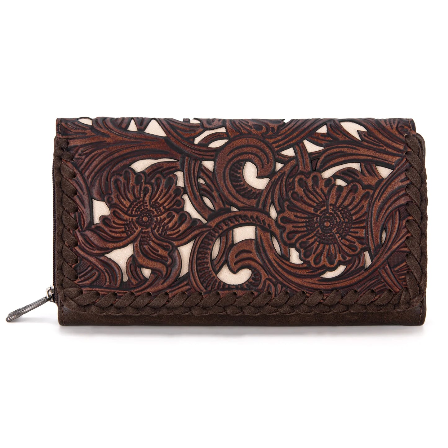 TR186W010CF - Trinity Ranch Floral Tooled Collection Wallet Coffee