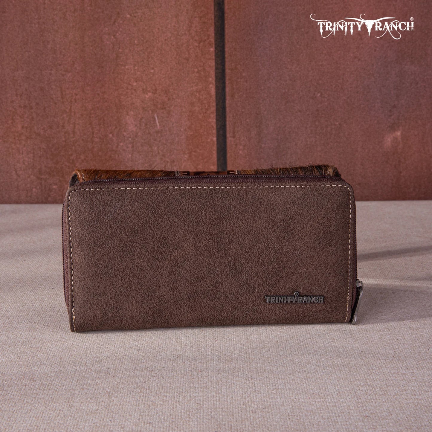 TR146W010CF - Trinity Ranch Genuine Hair-On Cowhide Wallet Coffee