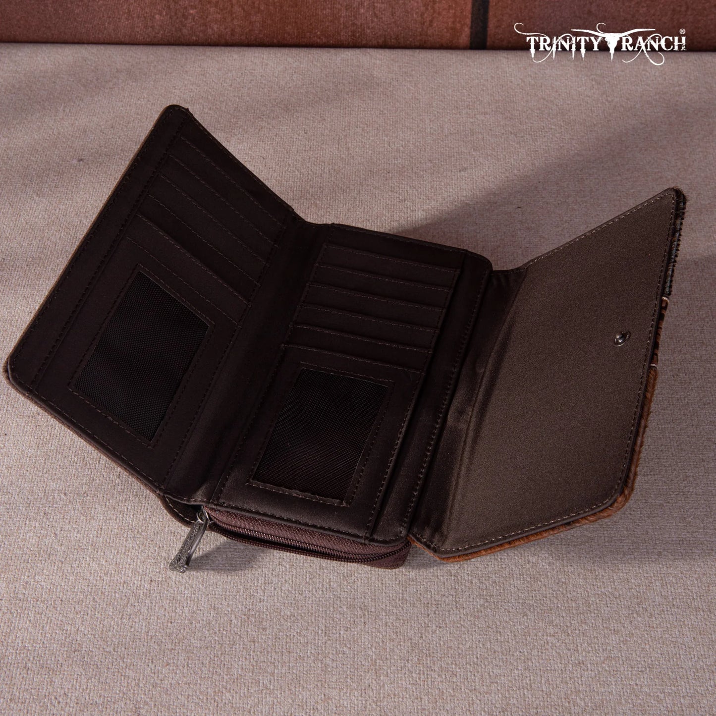 TR146W010CF - Trinity Ranch Genuine Hair-On Cowhide Wallet Coffee