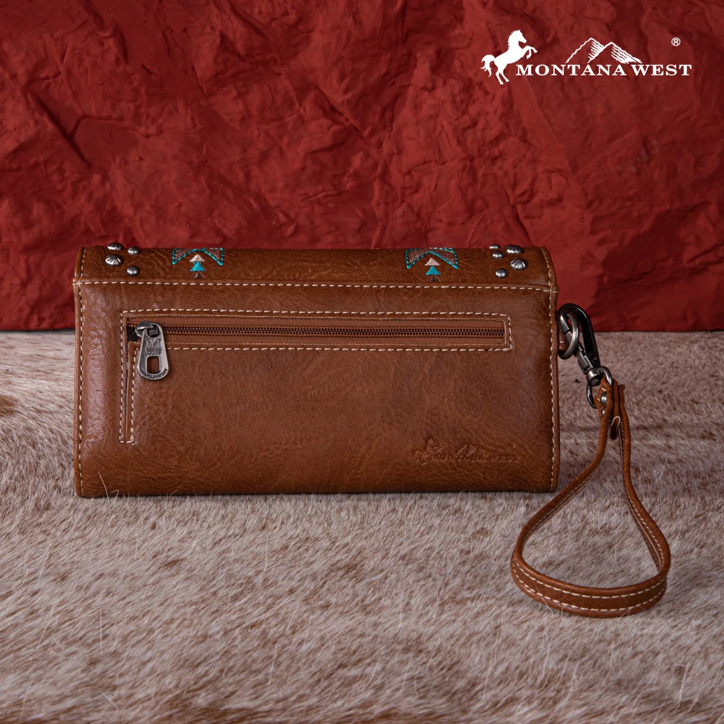 MW1245W002- Montana West Embroidered Collection Wallet Brown