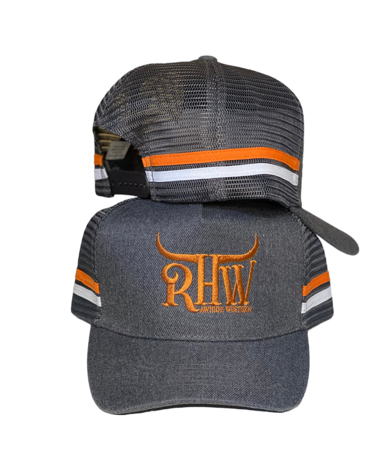 P4131 - RHW Grey & Copper Western Trucker Cap