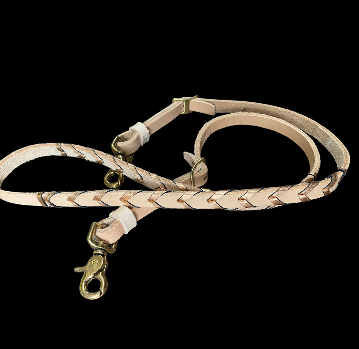 T5020 - Metallic Rose Gold Aust Made Laced Barrel Reins