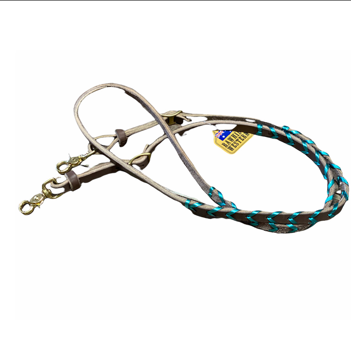 T5020  - Metallic Turquoise Aust Made Laced Barrel Reins