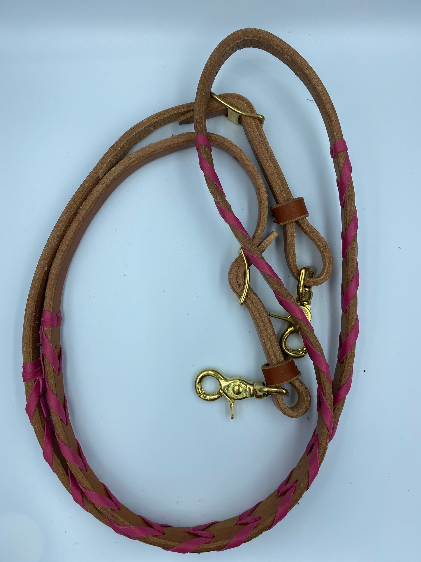 T5020  - Hot Pink Aust Made Laced Barrel Reins